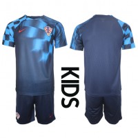 Koszulka piłkarska Chorwacja Strój wyjazdowy dla dzieci MŚ 2022 tanio Krótki Rękaw (+ Krótkie spodenki)
